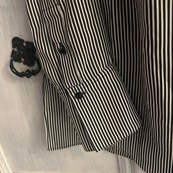 Rag & Bone‎ Black & White Striped Greta Silk Off The Shoulder Blouse - Picture 3 of 7